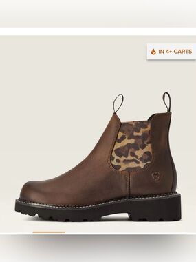 Ariat Brown Leather Chelsea Boot with Leopard-Print Elastic